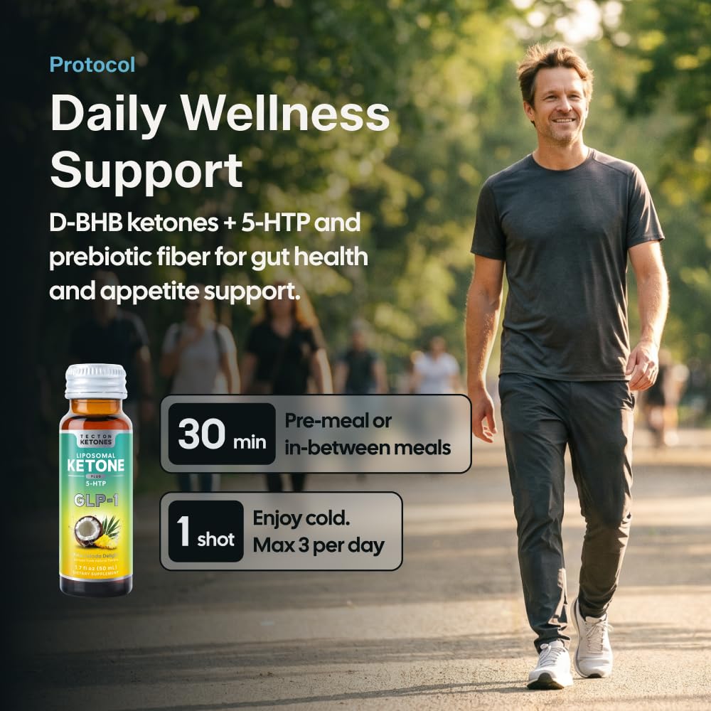 Tecton Ketones  Prebiotic for Weight & Appetite Support Pre-Meal – Liposomal  Supplement for Men & Women, 5-HTP & Prebiotic Fiber | 10g Exogenous Ketone