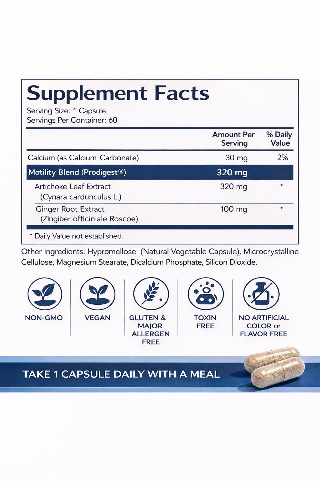 MediVite Supplements MediMotility 60ct – Physician-Approved Supplement for Healthy Gut Motility & Digestive Function – with Ginger Root & Artichoke Extract