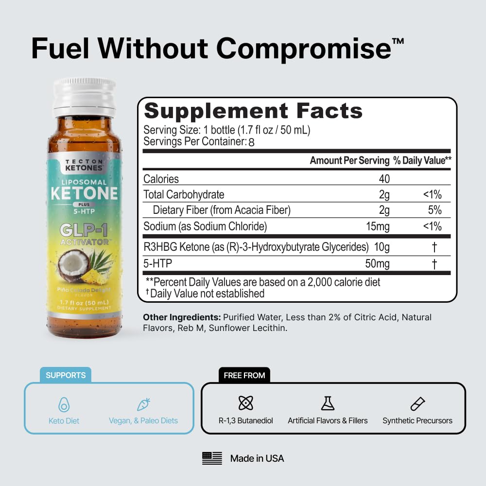 Tecton Ketones  Prebiotic for Weight & Appetite Support Pre-Meal – Liposomal  Supplement for Men & Women, 5-HTP & Prebiotic Fiber | 10g Exogenous Ketone