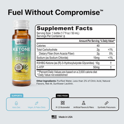 Tecton Ketones  Prebiotic for Weight & Appetite Support Pre-Meal – Liposomal  Supplement for Men & Women, 5-HTP & Prebiotic Fiber | 10g Exogenous Ketone