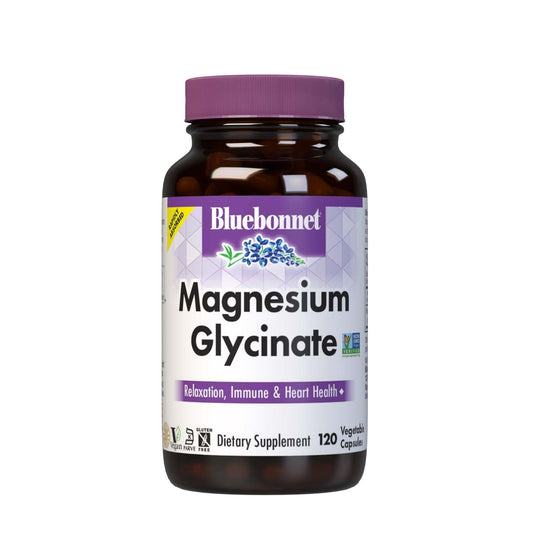 Bluebonnet Nutrition Magnesium Glycinate 400mg Maximum Absorption Mineral Complex Supports Energy Production & Enzyme Function - Non-GMO