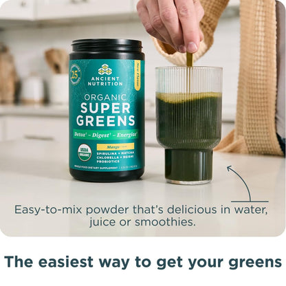 Ancient Nutrition Organic Supergreens Powder, Mango, 25 Servings + Multi Collagen Protein Powder, Vanilla, 60 Servings Ancient Nutrition buy supplements Au