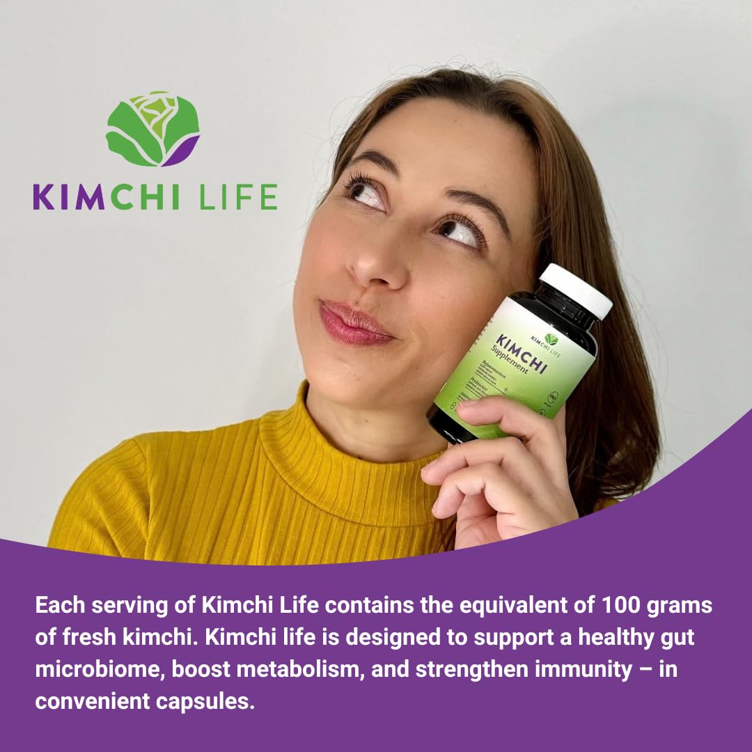 Kimchi Life – Daily Capsules of Premium Fermented Kimchi - Vegan & Natural Nutritional Supplement - Probiotics for Gut Health & Immune Support
