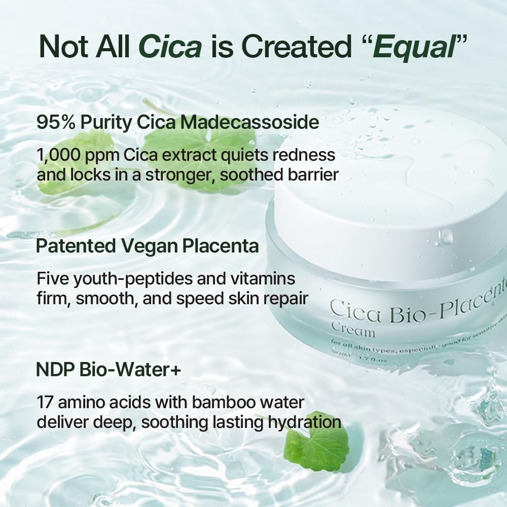 NATURAL DERMA PROJECT NDP Cica Cream - Gel Face Moisturizer for Sunburn Relief, lightweight Korean Moisturizer for Sensitive Skin, Centella Asiatica,