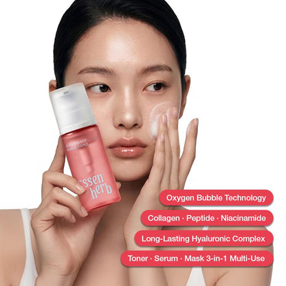 Essenherb Quick & Deep Oxy-Bubble Essence | Firming & Glow Serum with Collagen, Peptide & Niacinamide | Fast Absorption & Makeup-Ready