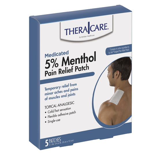 TheraCare Cold Hot Medicated Patch | 5% Menthol | Neck, Shoulder, Small Areas | 4.6” x 3.1” | 5-Count Thera CareBuy Supplements Australia