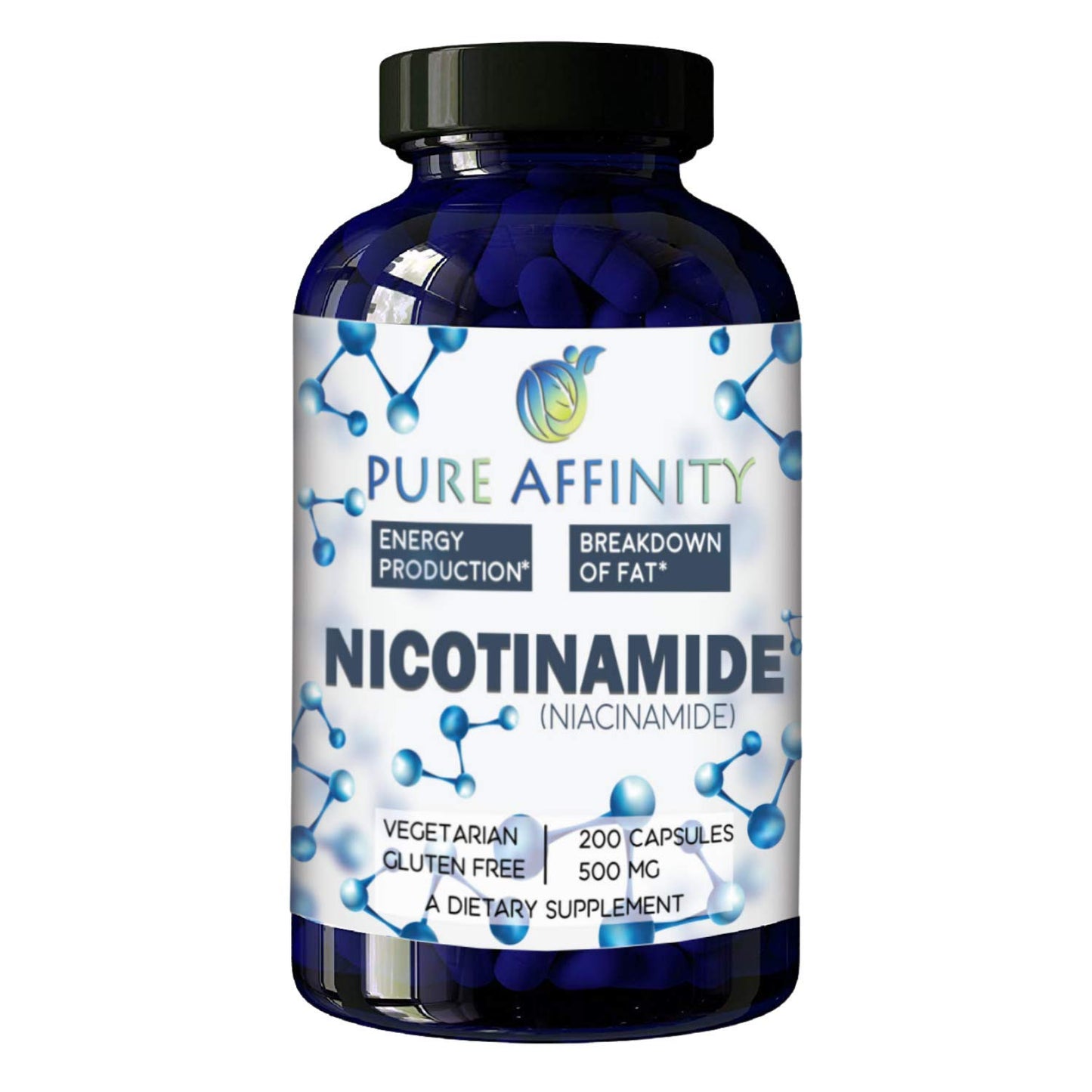 Pure Affinity LLC 200 Count! B3 Nicotinamide 500 mg Effective Flush-Free Niacin. Energy Booster, Cell Regenerator, Supports Cognitive Decline, Anti-Aging