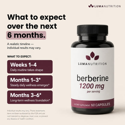 Luma Nutrition Berberine Supplement - HCL 1200mg Per Serving - 97% HCl - Vegan, Gluten Free - 60 Capsules