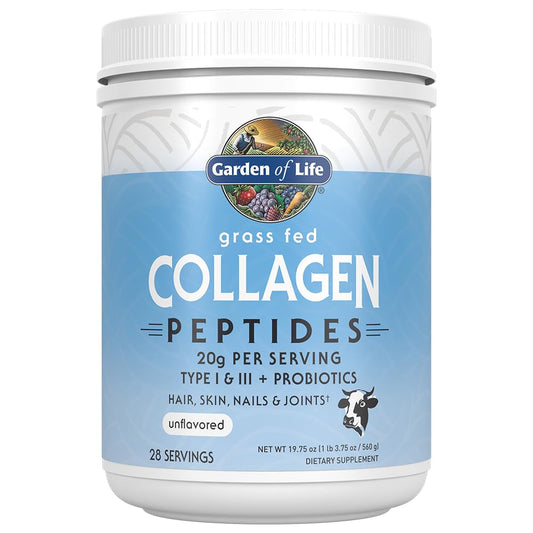 Garden of Life Grass Fed Collagen Peptides Powder Unflavored Collagen Powder for Hair Skin Nails Joints, Hydrolyzed Collagen Protein Supplements