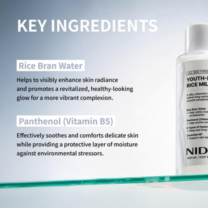 NIDA Youth-boosting Rice Milky Toner, for Glass Skin | Rice Bran Extract, Niacinamide, Ceramide NP, Panthenol | Deep Moisturizing, Hydrating and Refreshing