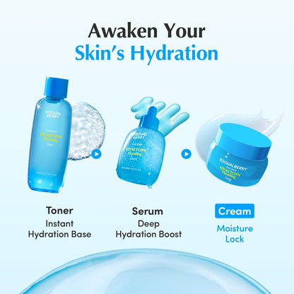 EQQUALBERRY HYALTOIN Flooding Cream | 5% Hyaluronic Acid & Ectoin, 10% Glacier Water | Quick Cooling Gel Moisturizer: Hydration, Barrier Repair & Redness Relief