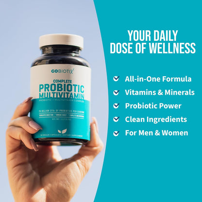 GOBIOTIX Multivitamin with Probiotics and Digestive Enzymes - 25 Billion CFU - Digestive Health, Probiotics
