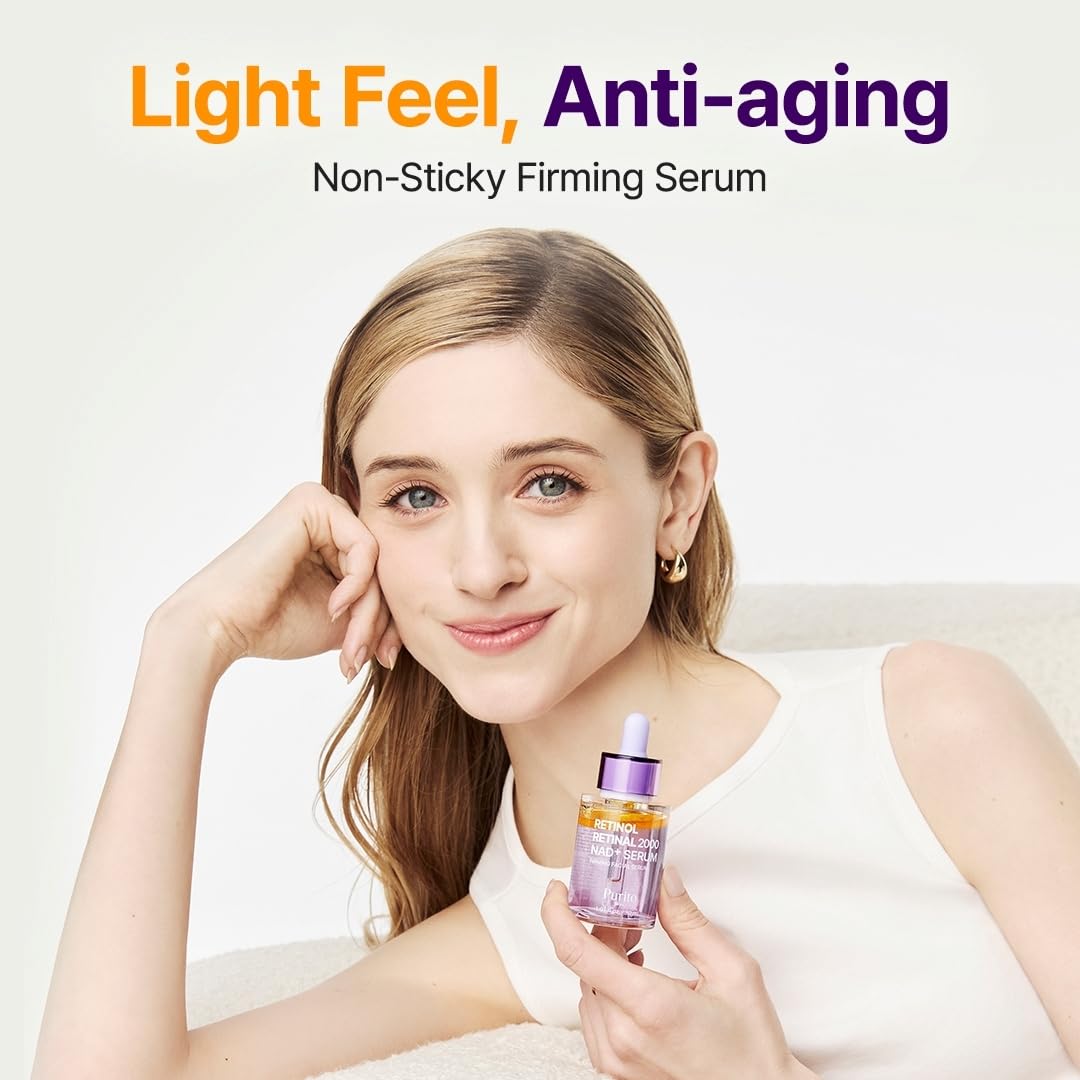 PURITO Retinol 0.1% + Retinal 0.1% Anti-Aging Facial Serum | for Wrinkles, Fine Lines & Firmer Skin | Dual Retinoids with NAD+, Improve Elasticity & Skin Texture
