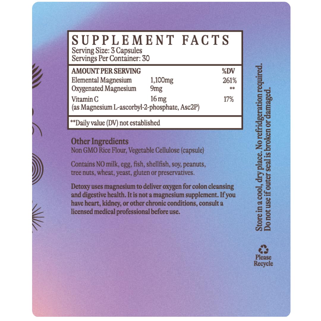 Solluna by Kimberly Snyder Oxygenated Magnesium Colon Cleanse with Asc2P — Gentle Detoxification and Bloating Relief — Fast Acting, Non-Laxative Detox