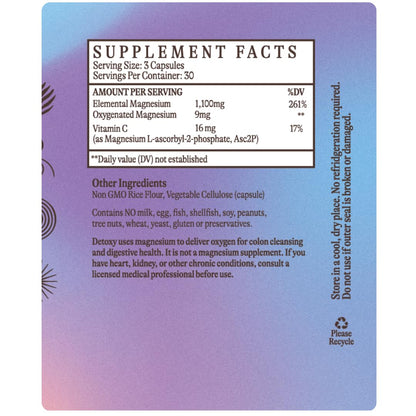 Solluna by Kimberly Snyder Oxygenated Magnesium Colon Cleanse with Asc2P — Gentle Detoxification and Bloating Relief — Fast Acting, Non-Laxative Detox