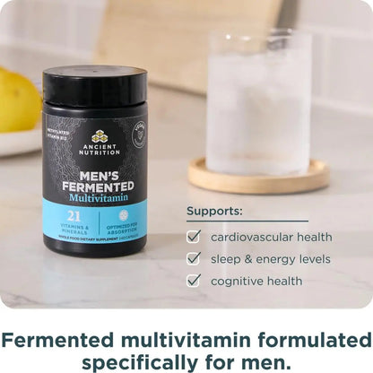 Ancient Nutrition Multivitamin for Men, Men's Fermented Multivitamin with Vitamin A, C, D, E, K, Zinc & Magnesium, Immune Support Ancient Nutrition