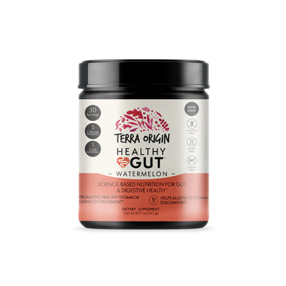 TERRA ORIGIN Healthy Gut Watermelon | 30-Servings with L-Glutamine, Zinc, Glucosamine, Slippery Elm Bark, Marshmallow Root and More!
