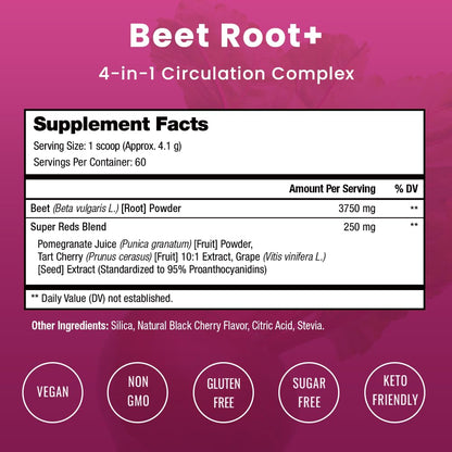 NutraChamps Beet Root Powder Circulation Supplement, Superfood Powder Nitric Oxide with Beetroot Juice, Super Reds & Grape Seed Extract