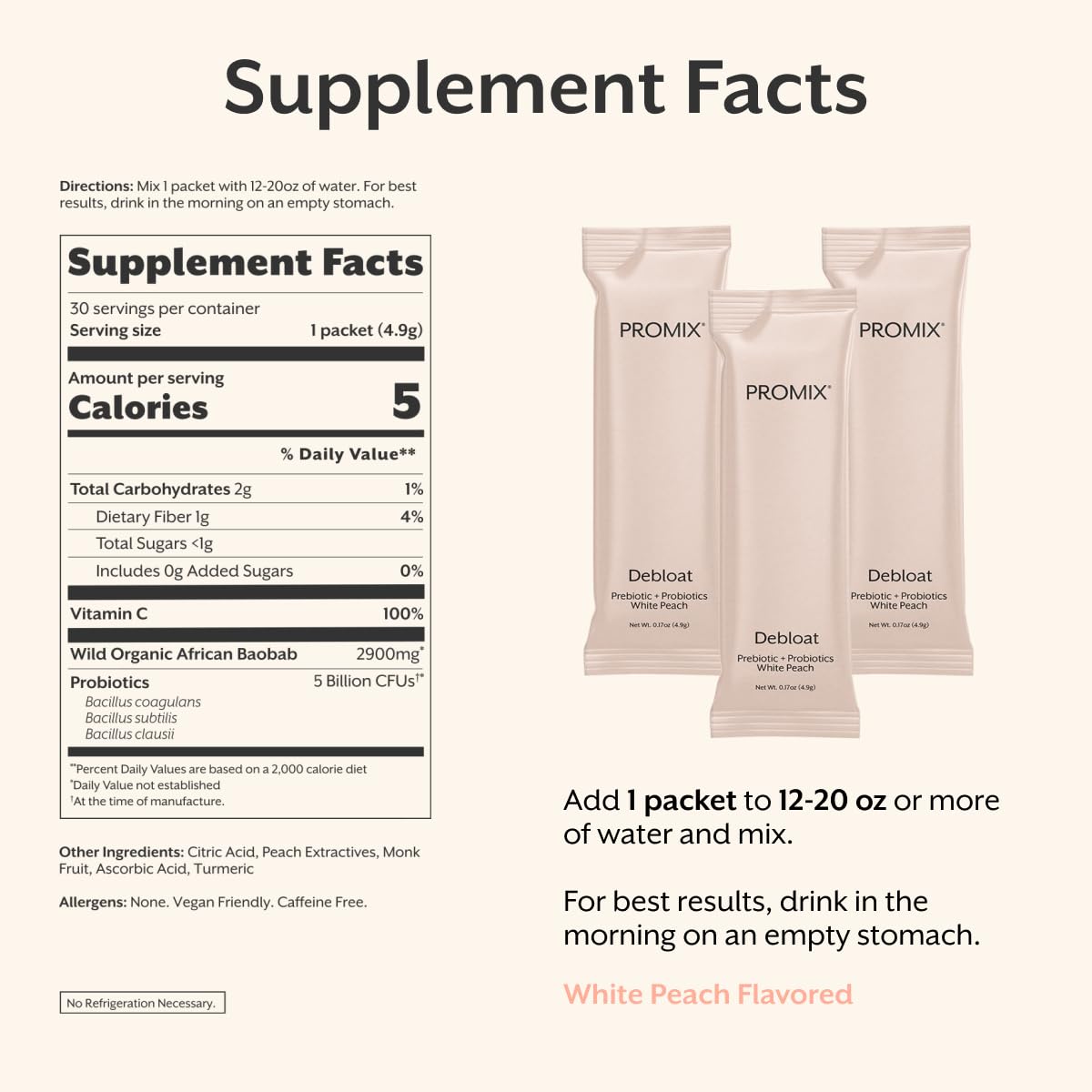 ProMix Nutrition Debloat Prebiotics and Probiotics, Bloating Relief for Women, Gut Cleanse Detox for Men and Immune Support