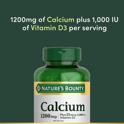 Nature's Bounty Calcium 1200 mg with Vitamin D3 - Bone Health Softgels, Calcium and Vitamin D Supplement, 120 Ct (2-Pack)