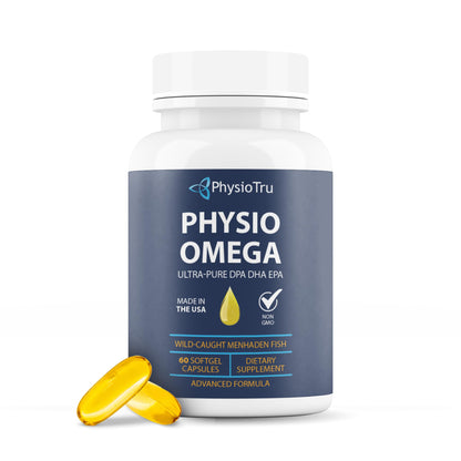 Physio Omega 2400mg Fish Oil with Omega 3 Fatty Acid Supplement - Vascular & Cognitive Supplements for Adults - Non-GMO, Burpless, Light Citrus Flavor