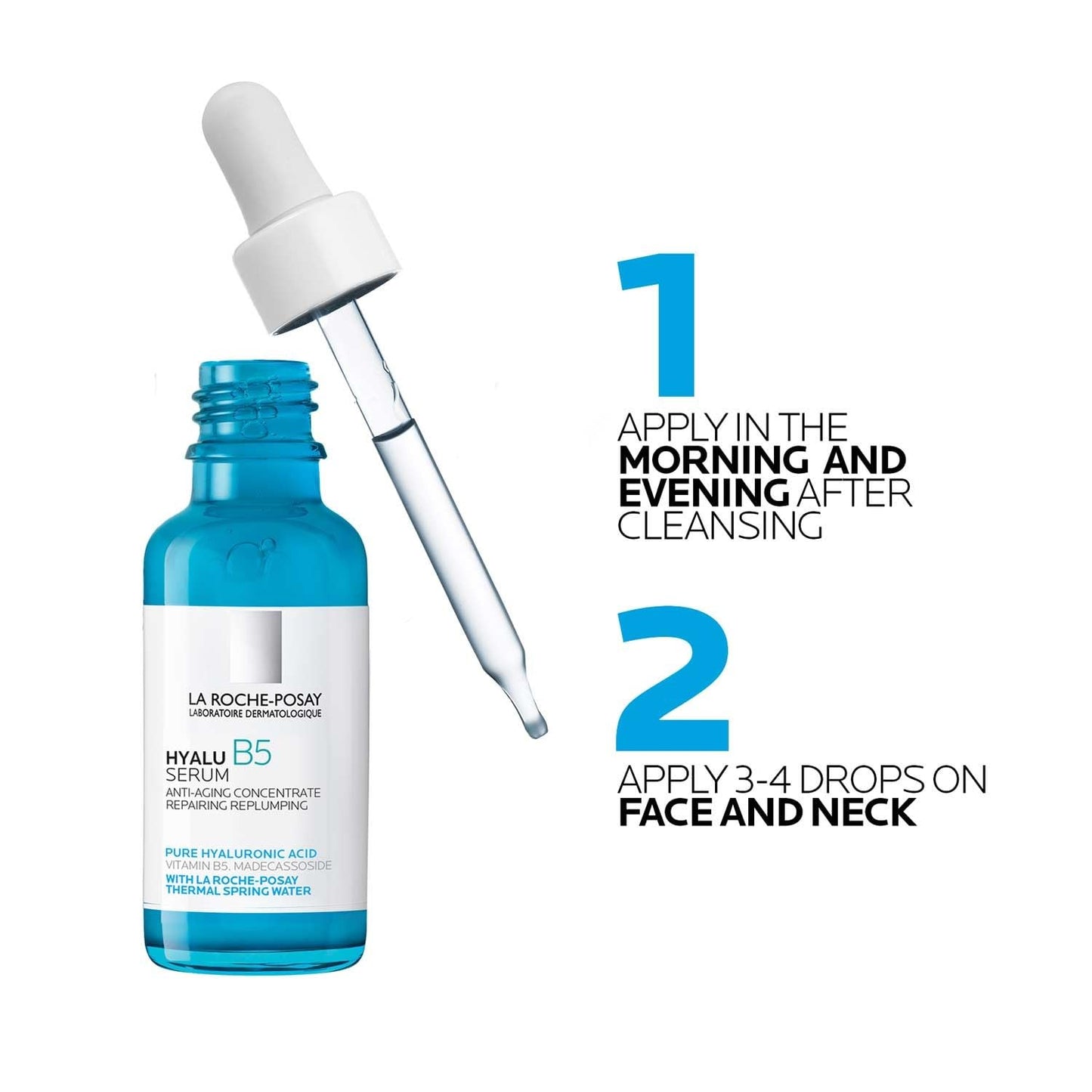 La Roche-Posay Hyalu B5 Suractivated Hyaluronic Acid Serum for Face, Vitamin B5 + Hyaluronic Acid + Glycerin, Hydrating Serum Visibly Plumps Skin,