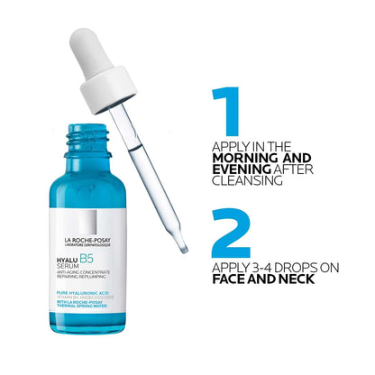 La Roche-Posay Hyalu B5 Suractivated Hyaluronic Acid Serum for Face, Vitamin B5 + Hyaluronic Acid + Glycerin, Hydrating Serum Visibly Plumps Skin,