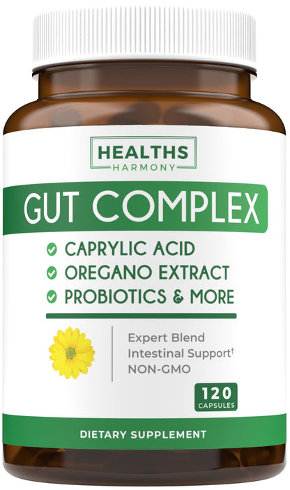 Candida Support (120 Capsules) - Caprylic Acid, Oregano Oil & Probiotics Help Maintain Already Normal Levels of Yeast and Candida - Vegetarian