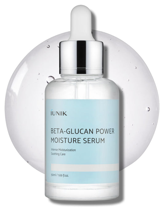 IUNIK Beta-Glucan Power Moisture Serum – Beta-Glucan & 7 Types of Peptides Deep Hydration Vegan Serum for Dry