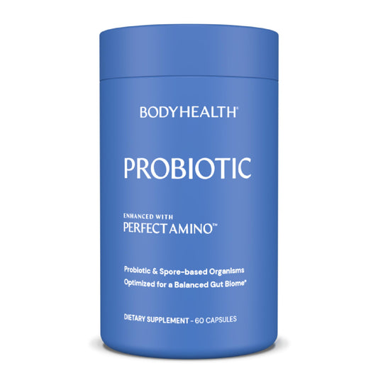 BodyHealth Probiotic Enhanced with PerfectAmino for Women and Men, Spore Based with Bifidobacterium, Lactobacillus Salivarius,