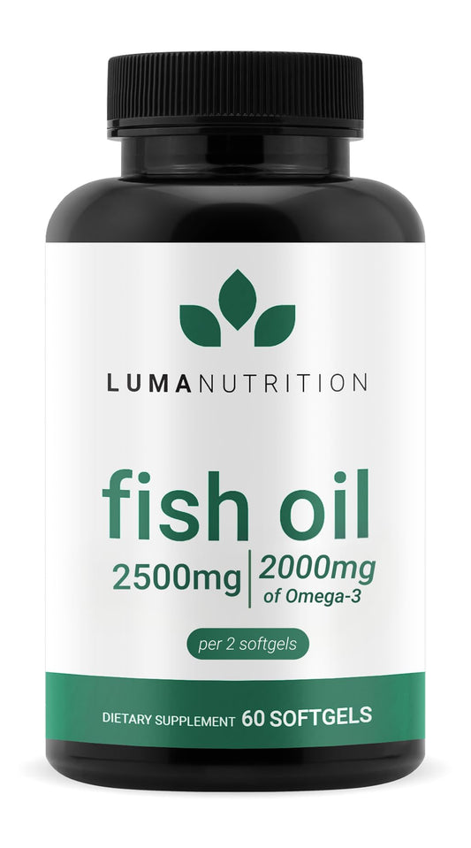 Luma Nutrition Omega 3 Fish Oil Supplement - Extra Strength 2500mg Per Serving - 2000mg EPA & DHA Per Serving - Brain and Heart Health - 60 Softgels, 30 Servings Luma NutritionBuy Supplements Australia
