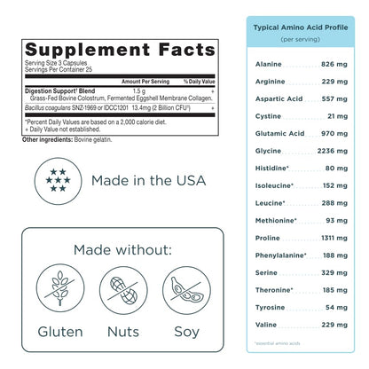 Ancient Nutrition Colostrum Superfood + Collagen, Grass Fed Bovine Colostrum, Fermented Eggshell Membrane Collagen, Supports Healthy Gut