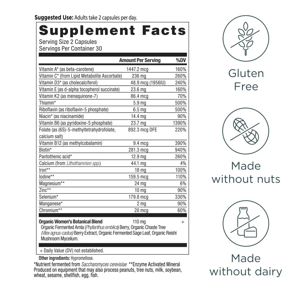 Ancient Nutrition Multivitamin for Women, Women's Fermented Multivitamin with Vitamin C, D, K, Zinc & Magnesium Ancient Nutrition