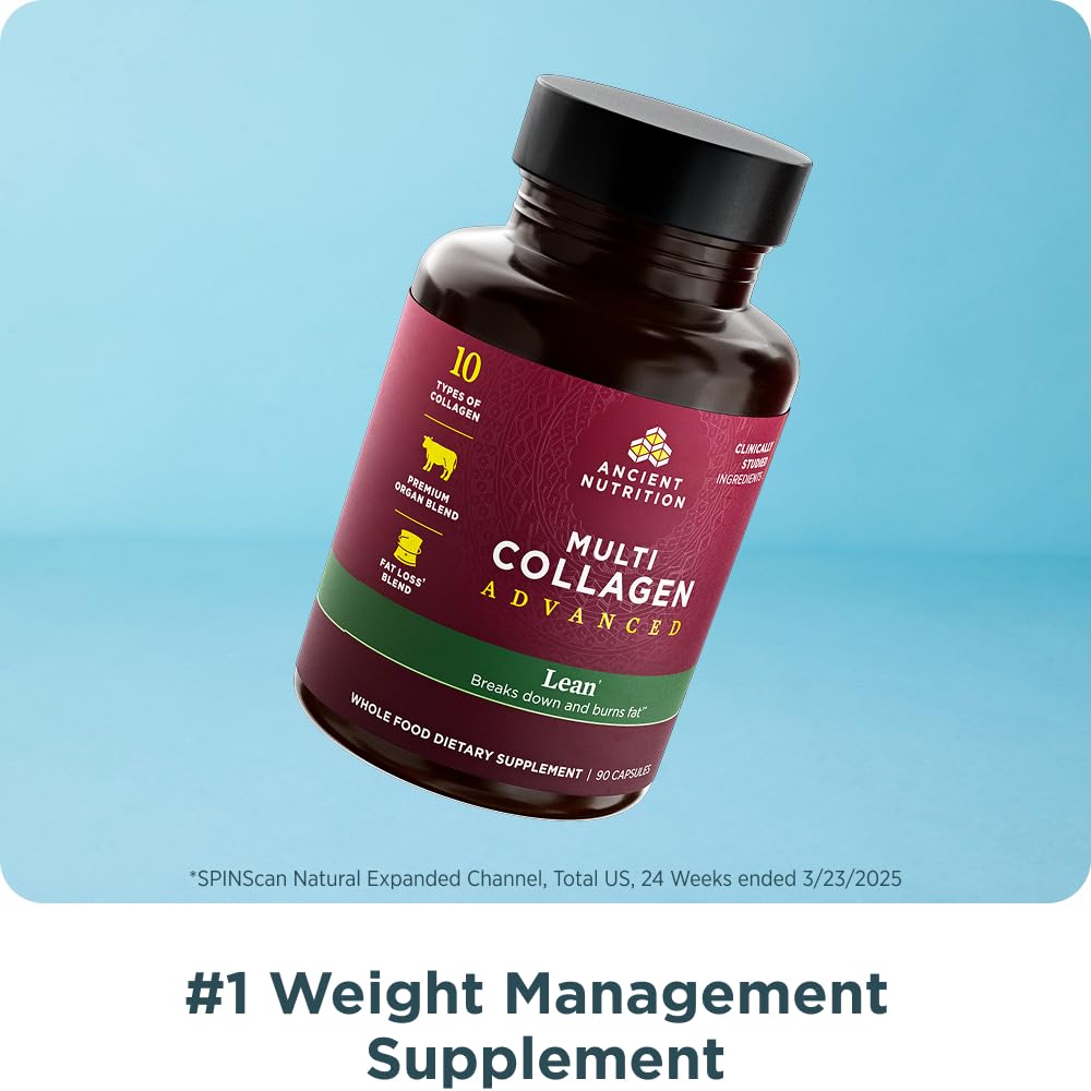 Ancient Nutrition Multi Collagen Advanced Lean with Probiotics, Hydrolyzed Collagen Peptides Supports Healthy