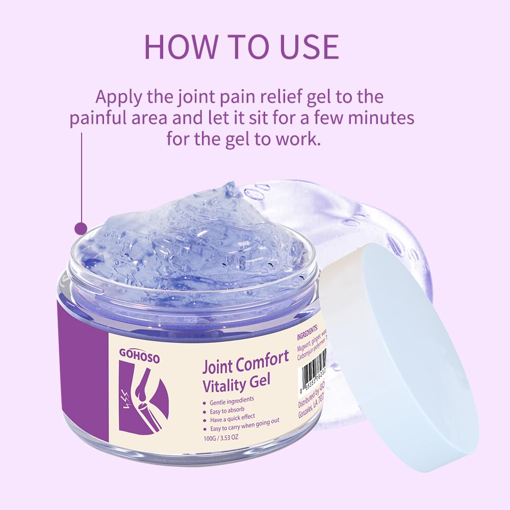 Joint Purple Gel, Cooling Massage Cream with Turmeric for Back, Neck, Joints & Muscles – Hydrating Gel for Active Lifestyles