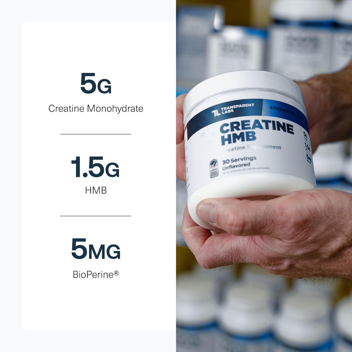 Transparent Labs Creatine HMB - Creatine Monohydrate Powder with HMB for Muscle Growth, Increased Strength, Enhanced Energy Output, and Improved Athletic Performance