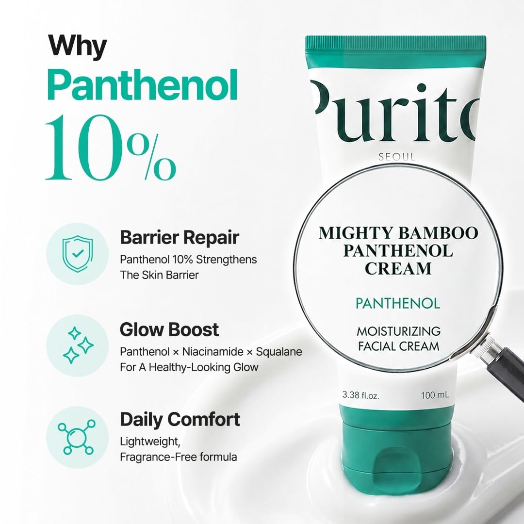 PURITO Panthenol 10% Barrier Cream | Face Moisturizer for Skin Barrier Repair | All skin types, sensitive and blemish-prone skin | Non-Comedogenic,