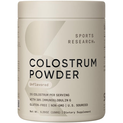 Sports Research® Bovine Colostrum Powder – Easy to Mix, Single Ingredient Superfood – Immunity Support & Gut Health w/IgG Antibodies - U.S. Sourced