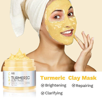 ANAI RUI 3 Pcs Face Mask Set - Turmeric Clay Mask - Green Tea Face Mask - Dead Sea Mud Mask for Oily Skin, Blackheads & Pores -Spa Gift Set Self