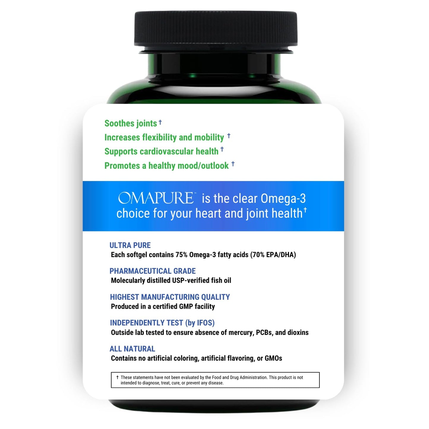 OMAPURE Fish Oil Omega 3 Supplements - Triple Strength - High EPA, DHA - IFOS Lab Tested - Supports Heart & Brain Health - Burpless Capsules - Wild Caught - (3 Bottles - 120 Softgels Per Bottle)