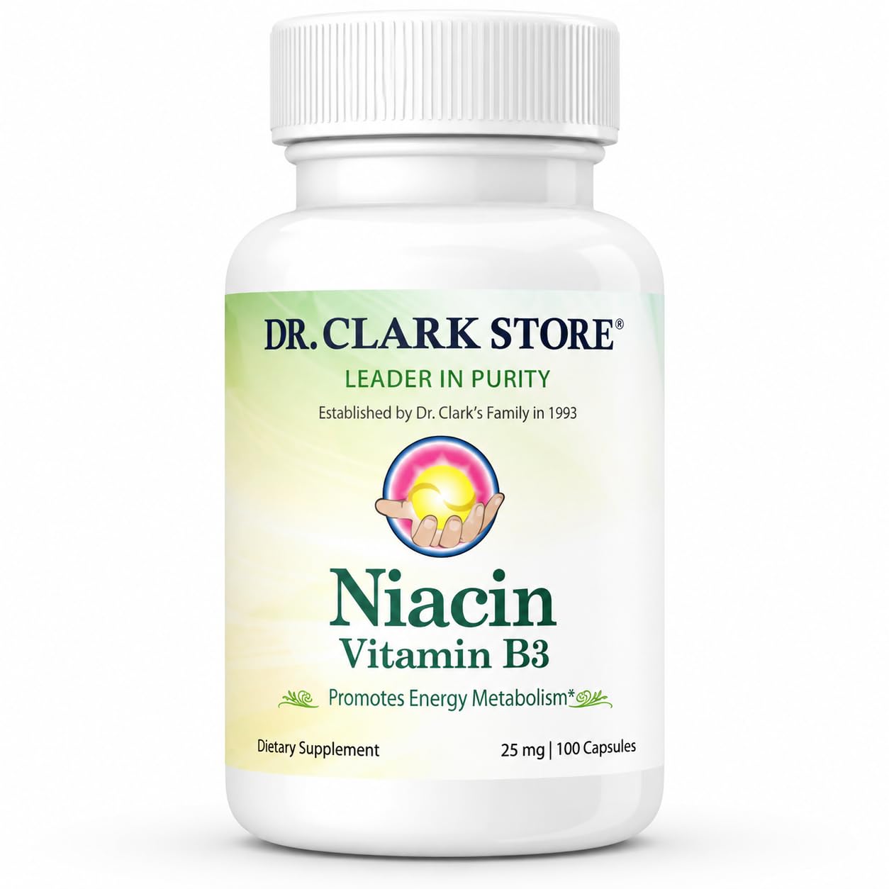 Dr Clark Niacin (Vitamin B3) Supplement – 25mg, 100 Gelatin Capsules, Supports Circulation & Healthy Cholesterol Levels