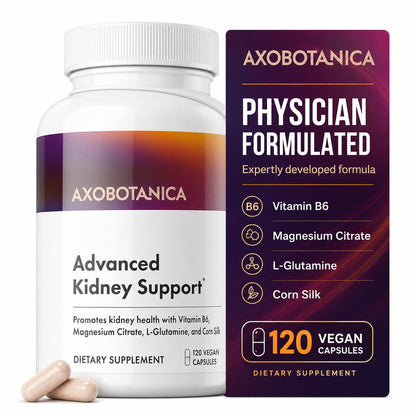 Axobotanica Kidney Cleanse Detox & Repair - Vitamin B6, Magnesium, L-Glutamine & Cornsilk - Kidney Support Supplement, Urinary Flow & Bladder Comfort