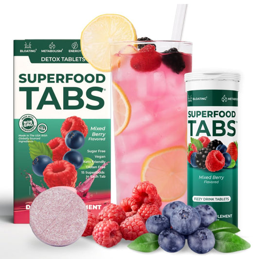 Superfood Tabs Detox Cleanse Drink - Fizzy Nutrition Supplement for Women and Men - Support Healthy Weight - Improve Digestive Health