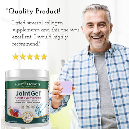 Purity Products JointGel Formula Collagen Peptides + MSM - Supports Joint Flexibility + Fortify Joint Cartilage - Berry Powder - 30 Day Supply