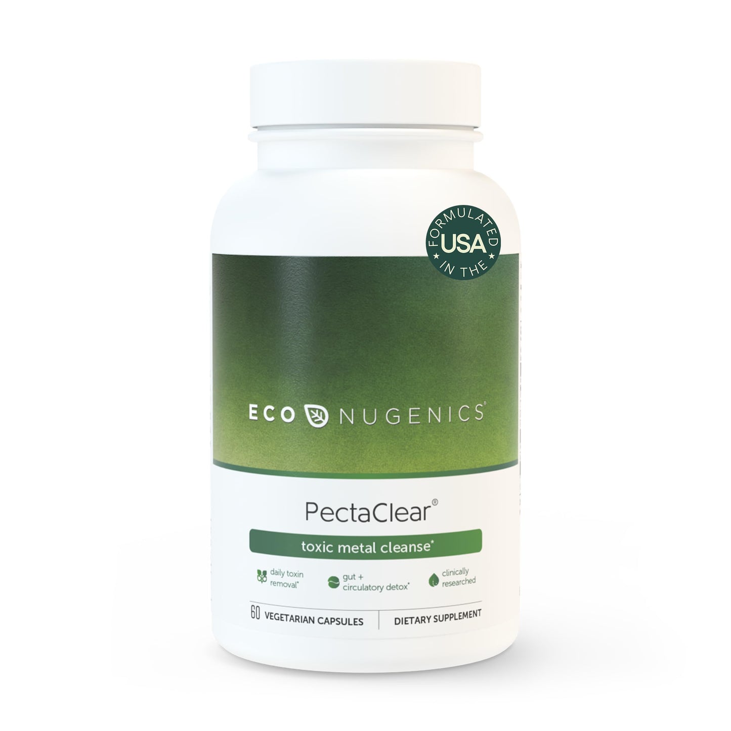 EcoNugenics PectaClear Detox Supplement for Toxic Metal Cleanse – Naturally & Safely Eliminates Toxins for Gut, Liver & Kidney Detox & Repair – Helps with Energy