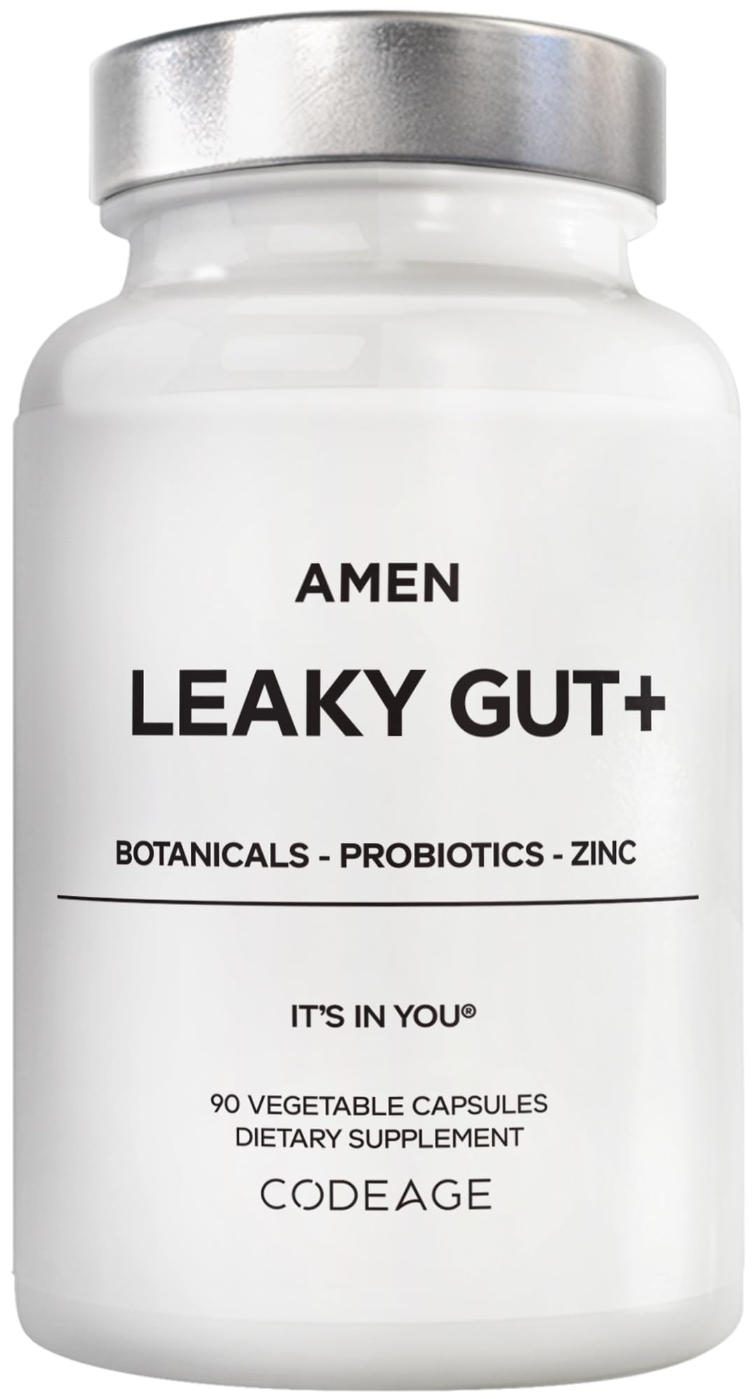 Amen Leaky Gut Supplement - Advanced Formula with Bioavailable L Glutamine, Zinc, Turmeric, DGL Licorice Root - Marshmallow Root - Probiotics & Fermented Prebiotics