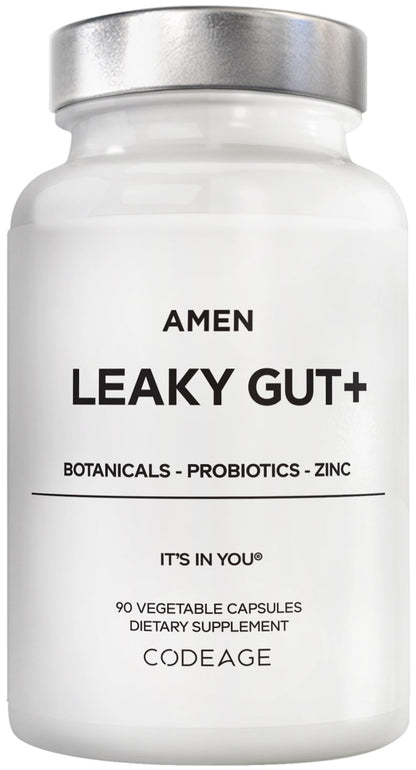 Amen Leaky Gut Supplement - Advanced Formula with Bioavailable L Glutamine, Zinc, Turmeric, DGL Licorice Root - Marshmallow Root - Probiotics & Fermented Prebiotics