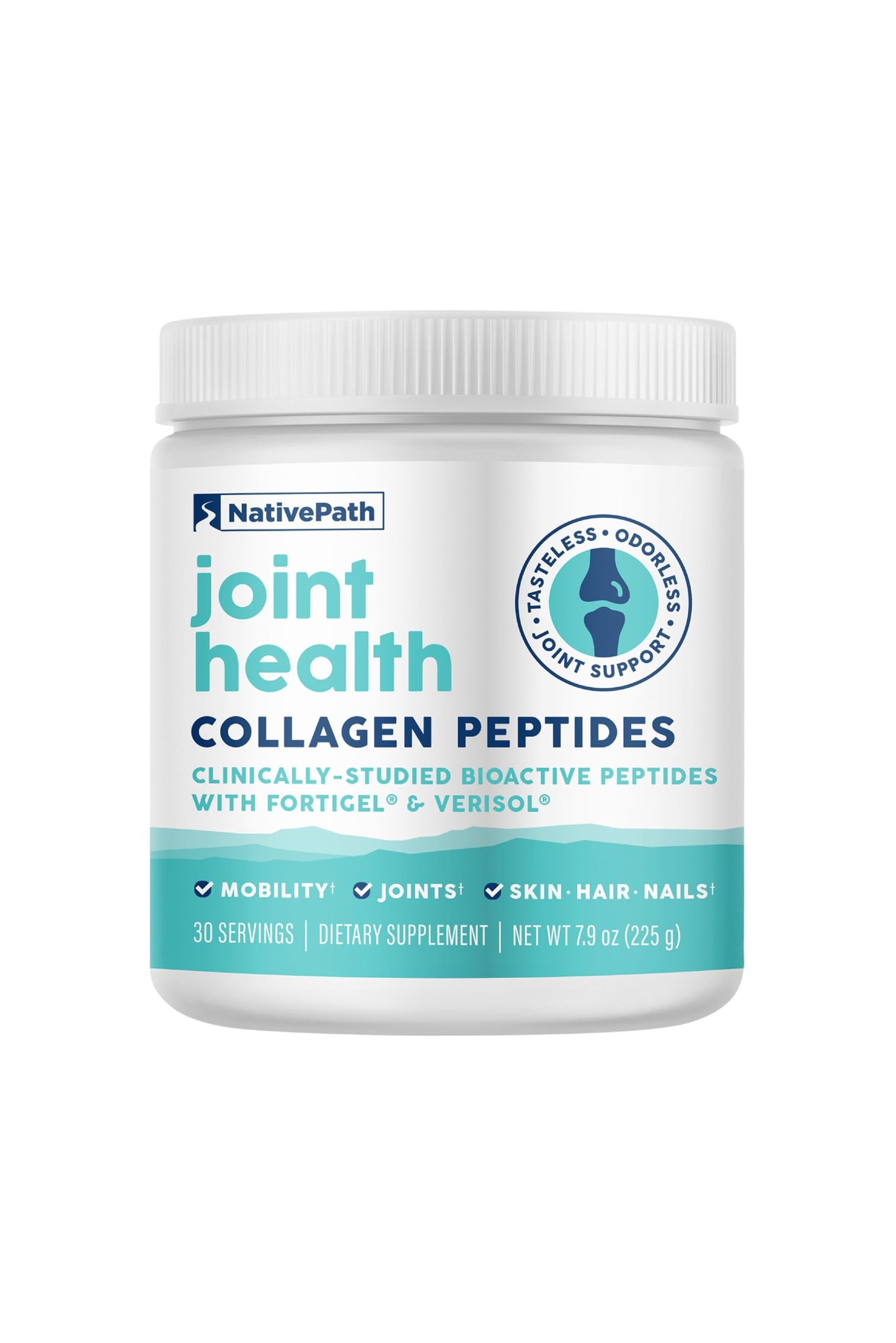 NativePath Fortigel & Verisol Joint Health Collagen Peptides Powder – Type 1 & 3, Grass-Fed Unflavored, 30 Servings