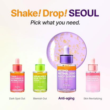PURITO Retinol 0.1% + Retinal 0.1% Anti-Aging Facial Serum | for Wrinkles, Fine Lines & Firmer Skin | Dual Retinoids with NAD+, Improve Elasticity & Skin Texture