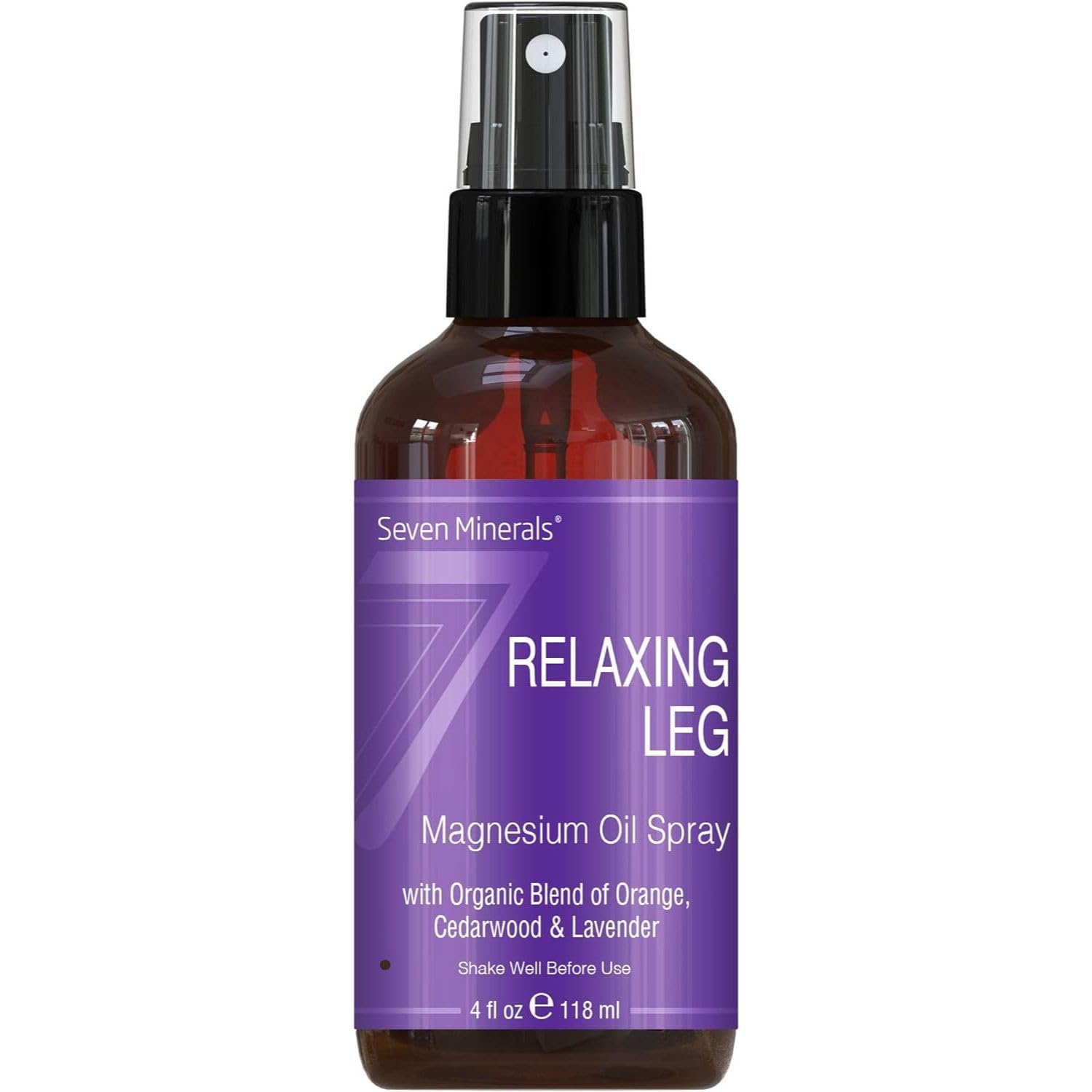 Seven Minerals Relaxing Leg Magnesium Spray, Powerful Blend of Essential Oils (Orange, Cedarwood, & Lavender), that Calms Legs Naturally. 4 fl oz, Seven MineralsBuy Supplements Australia